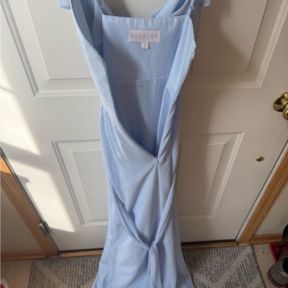 Revelry Elegant Light Blue Ruffle Maxi Dress - Picture 4 of 9